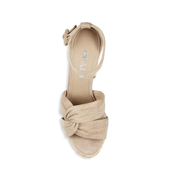 Prada Suede Raffia Knotted Sandals - Tulerie