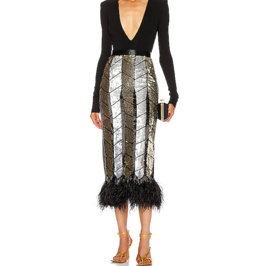 Attico Ostrich Sequin Skirt - Tulerie