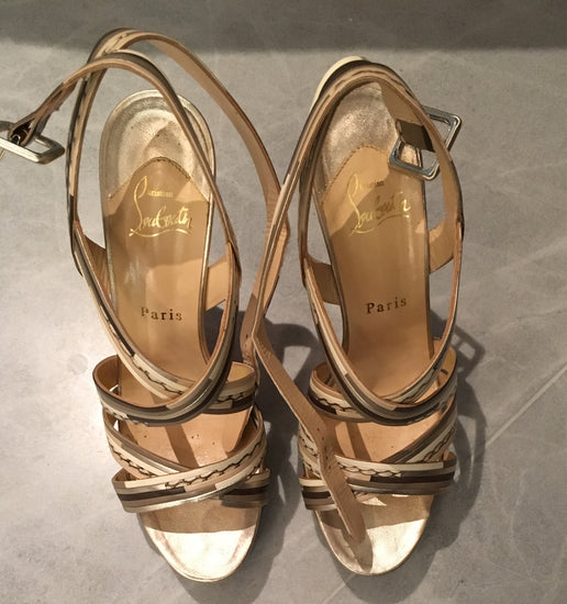 Christian Louboutin Gold Platform Sandals - Tulerie