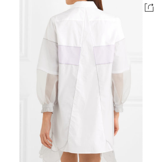 Prada Tulle Paneled Cotton Poplin Mini Dress - Tulerie