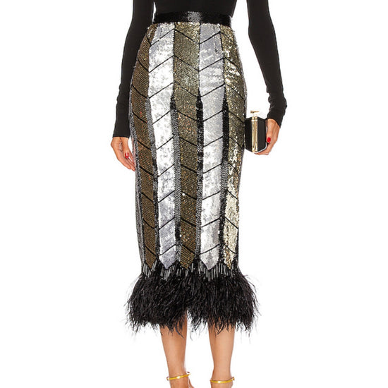 Attico Ostrich Sequin Skirt - Tulerie