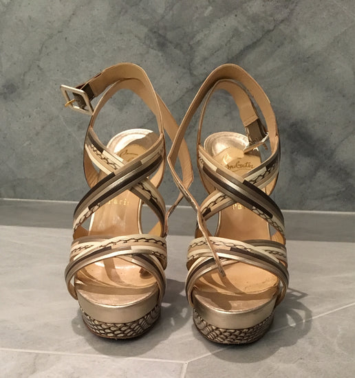 Christian Louboutin Gold Platform Sandals - Tulerie