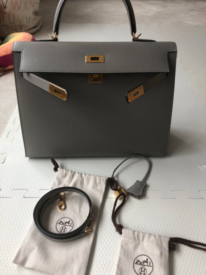 Hermès Gris Mouette Epsom Sellier Kelly 35cm Gold Hardware - Tulerie