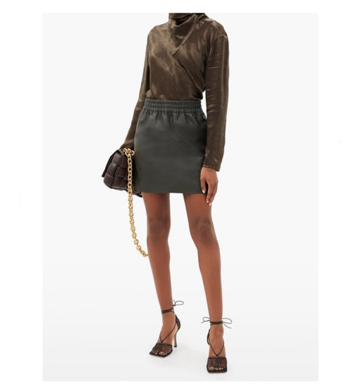 Bottega Veneta Elastic Waist Leather Skirt - Tulerie