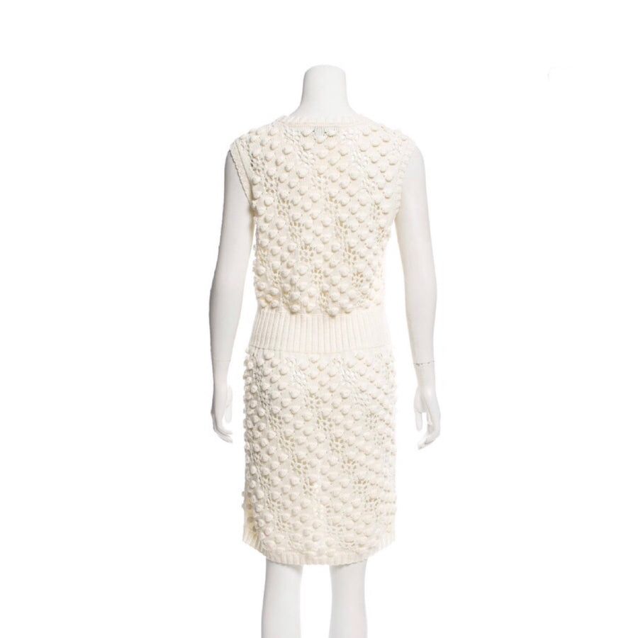 Chanel Ivory Signature Crochet Knit Dress