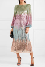 Load image into Gallery viewer, Rixo London Coco Sequined Tulle Midi Dress
