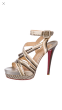 Load image into Gallery viewer, Christian Louboutin Gold Platform Sandals - Tulerie
