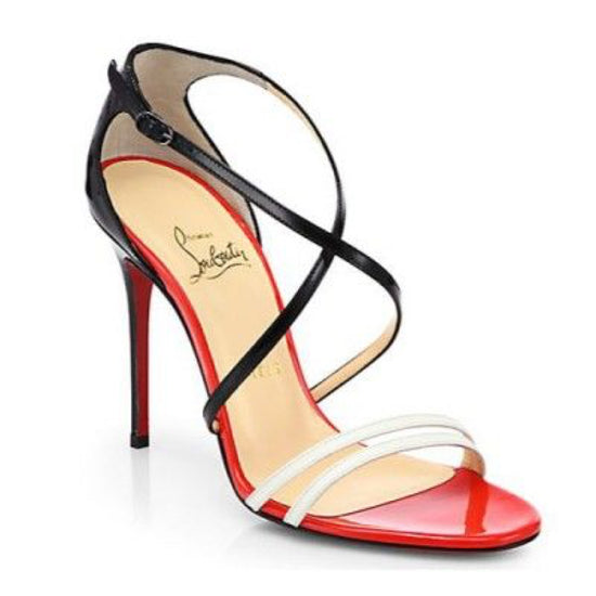 Christian Louboutin Patent Leather 'Gwynitta 100' Stiletto Sandals - Tulerie
